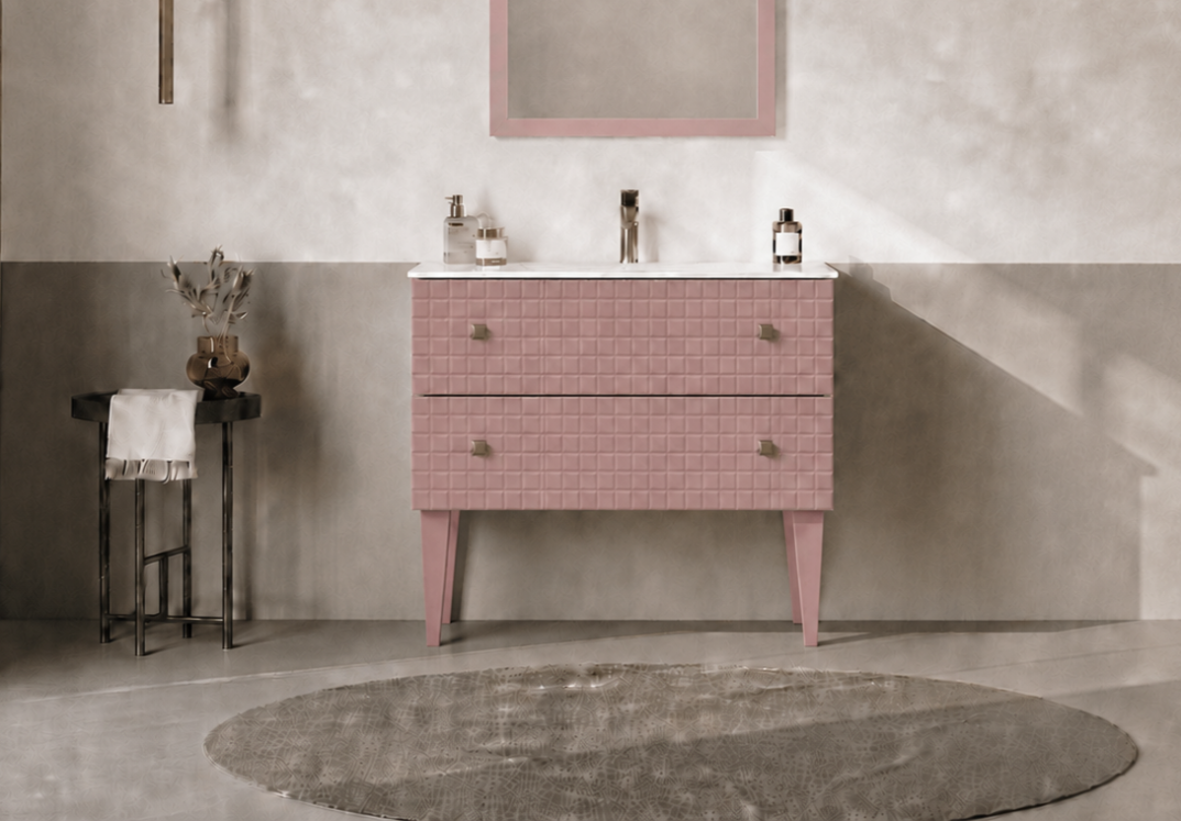 Orka Lipari 80 cm Mat Pudra Banyo Dolabı Alt Modül Ve Lavabo (Ayaklı-Altın Kulp), 5008999 - 2