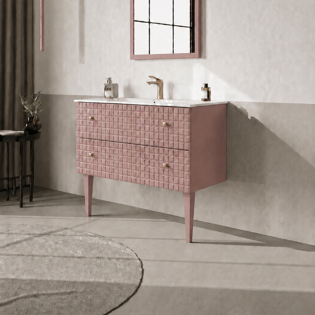 Orka Lipari 80 cm Mat Pudra Banyo Dolabı Alt Modül Ve Lavabo (Ayaklı-Altın Kulp), 5008999 - 3