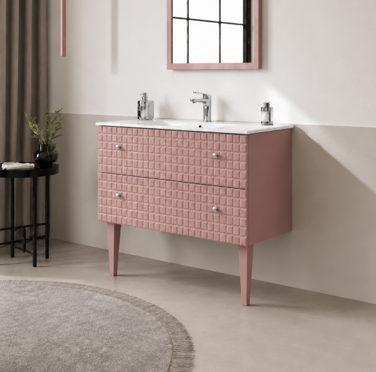 Orka Lipari 80 cm Mat Pudra / Krom Banyo Dolabı Alt Modül ve Lavabo (Ayaklı) , 5009000 - 3