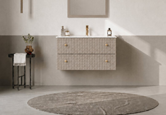 Orka Lipari 80 cm Mat Vizon Banyo Dolabı Alt Modül Ve Lavabo (Asma-Altın Kulp), 5008976 