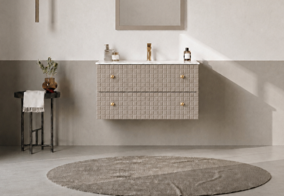 Orka Lipari 80 cm Mat Vizon Banyo Dolabı Alt Modül Ve Lavabo (Asma-Altın Kulp), 5008976 - 2