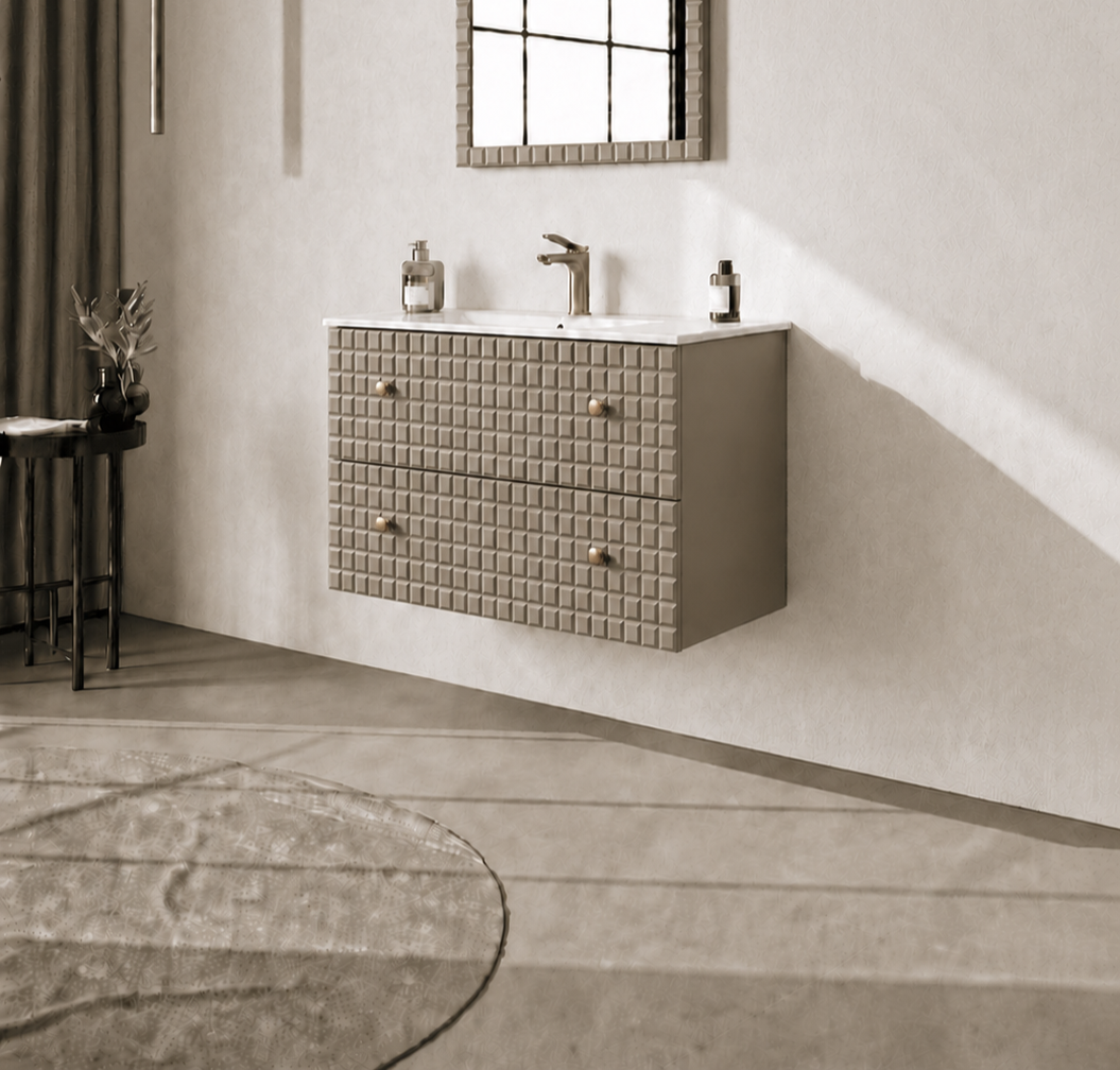 Orka Lipari 80 cm Mat Vizon Banyo Dolabı Alt Modül Ve Lavabo (Asma-Altın Kulp), 5008976 - 3