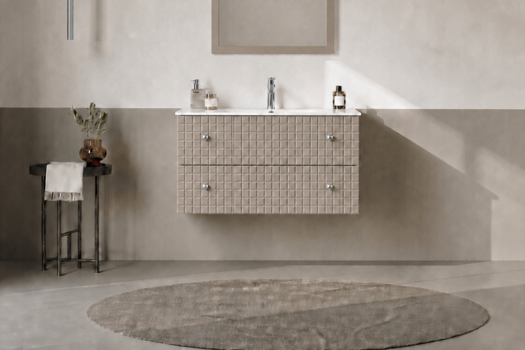Orka Lipari 80 cm Mat Vizon Banyo Dolabı Alt Modül Ve Lavabo (Asma-Krom Kulp), 5008982 - 1