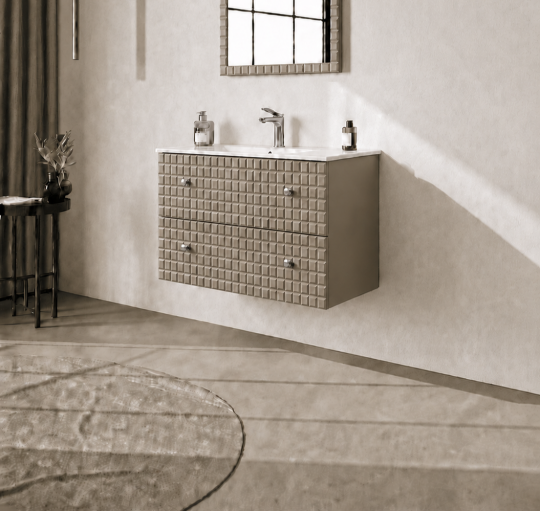 Orka Lipari 80 cm Mat Vizon Banyo Dolabı Alt Modül Ve Lavabo (Asma-Krom Kulp), 5008982 - 3