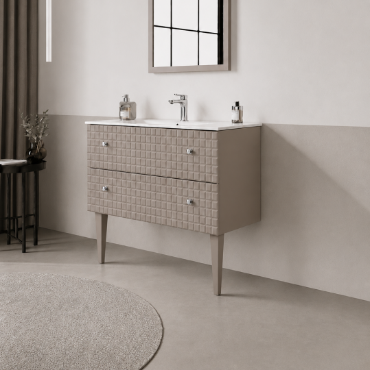 Orka Lipari 80 cm Mat Vizon Banyo Dolabı Alt Modül Ve Lavabo (Ayaklı-Krom Kulp), 5008991 - 3