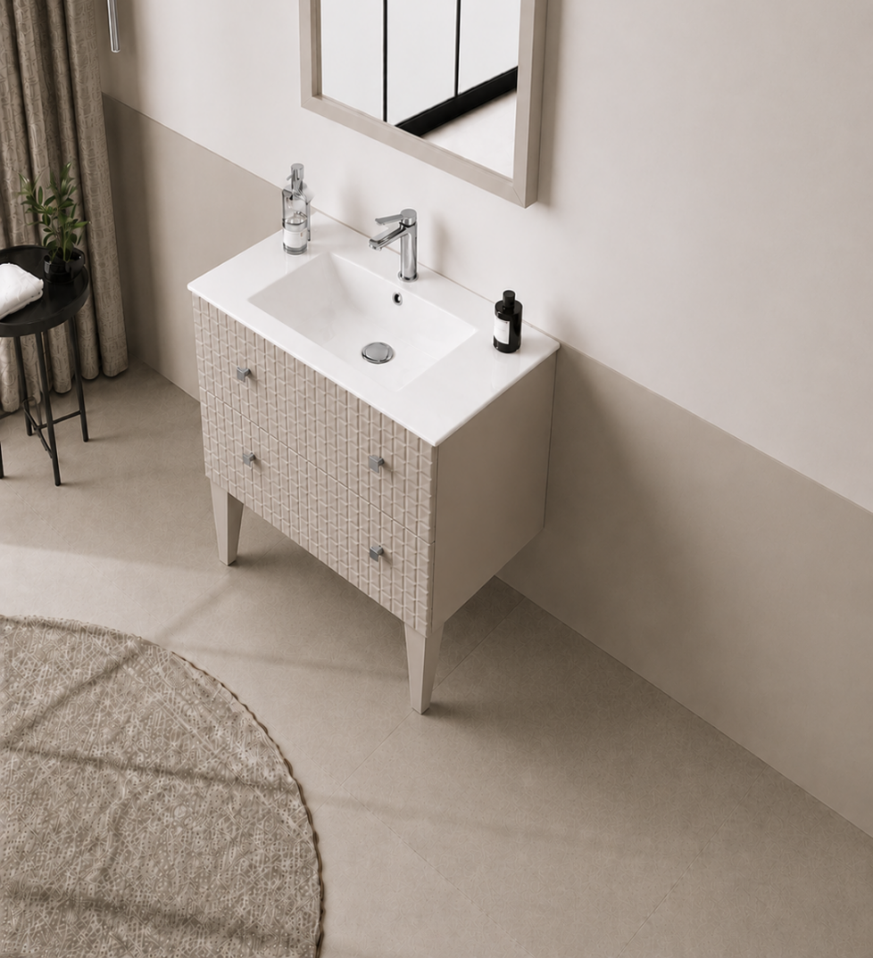 Orka Lipari 80 cm Mat Vizon Banyo Dolabı Alt Modül Ve Lavabo (Ayaklı-Krom Kulp), 5008991 - 4