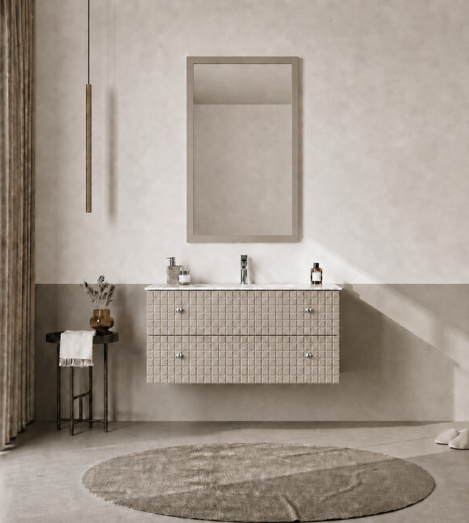 Orka Lipari Asma Banyo Dolabı Takımı, 100 cm, Mat Vizon Lake (Krom Kulp-Ledli Ayna), 5007321 - 1