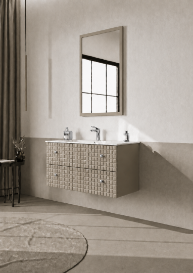 Orka Lipari Asma Banyo Dolabı Takımı, 100 cm, Mat Vizon Lake (Krom Kulp-Ledli Ayna), 5007321 - 2