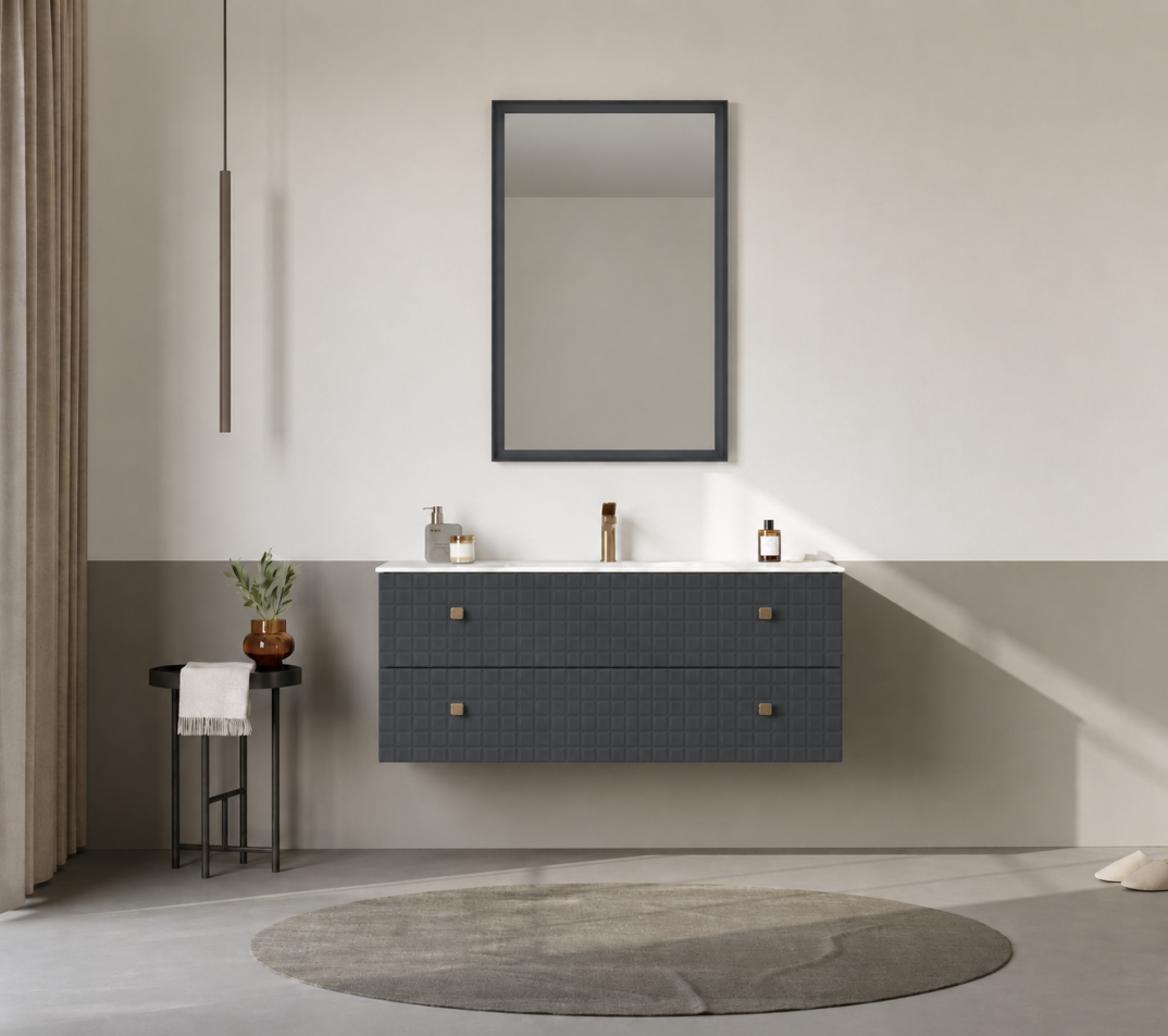 Orka Lipari Asma Banyo Dolabı Takımı, 120 cm, Mat Antrasit Lake (Altın Kulp-Ledli Ayna), 5007310 - 2