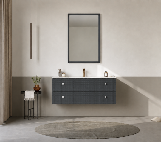 Orka Lipari Asma Banyo Dolabı Takımı, 120 cm, Mat Antrasit Lake (Krom Kulp-Ledli Ayna), 5007328 - 2