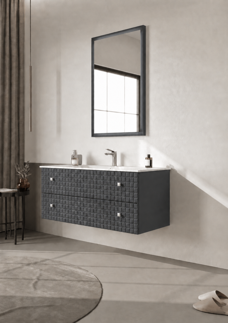 Orka Lipari Asma Banyo Dolabı Takımı, 120 cm, Mat Antrasit Lake (Krom Kulp-Ledli Ayna), 5007328 - 3