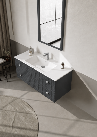 Orka Lipari Asma Banyo Dolabı Takımı, 120 cm, Mat Antrasit Lake (Krom Kulp-Ledli Ayna), 5007328 - 4