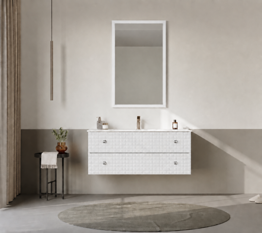 Orka Lipari Asma Banyo Dolabı Takımı, 120 cm, Mat Beyaz Lake (Krom Kulp-Ledli Ayna), 5007326 - 2