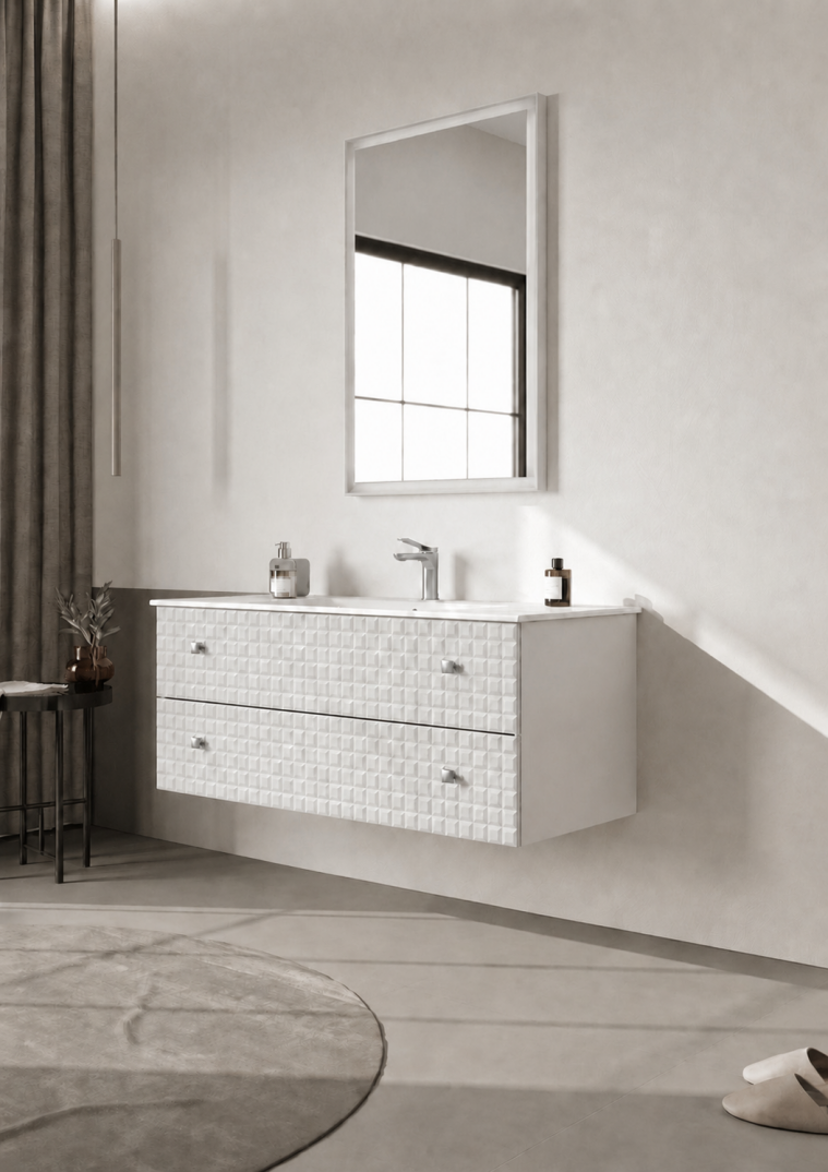 Orka Lipari Asma Banyo Dolabı Takımı, 120 cm, Mat Beyaz Lake (Krom Kulp-Ledli Ayna), 5007326 - 3