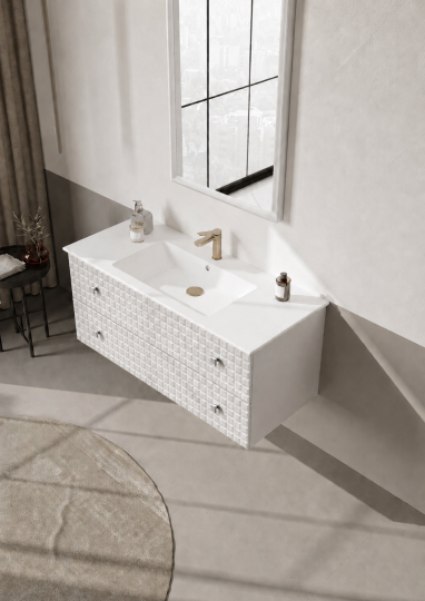 Orka Lipari Asma Banyo Dolabı Takımı, 120 cm, Mat Beyaz Lake (Krom Kulp-Ledli Ayna), 5007326 - 4