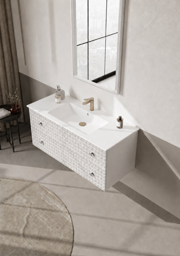 Orka Lipari Asma Banyo Dolabı Takımı, 120 cm, Mat Beyaz Lake (Krom Kulp-Ledli Ayna), 5007326 - 4