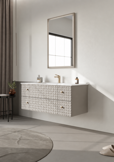Orka Lipari Asma Banyo Dolabı Takımı, 120 cm, Mat Vizon Lake (Altın Kulp-Ledli Ayna), 5007309 - 3