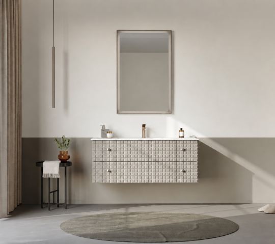 Orka Lipari Asma Banyo Dolabı Takımı, 120 cm, Mat Vizon Lake (Krom Kulp-Ledli Ayna), 5007327 