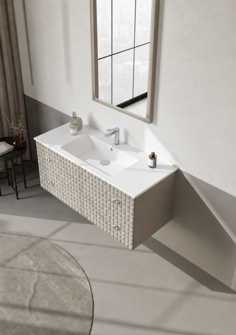 Orka Lipari Asma Banyo Dolabı Takımı, 120 cm, Mat Vizon Lake (Krom Kulp-Ledli Ayna), 5007327 - 4