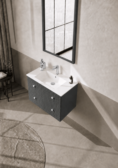Orka Lipari Asma Banyo Dolabı Takımı, 80 cm, Mat Antrasit Lake (Krom Kulp-Ledli Ayna), 5008986 - 4