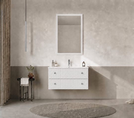 Orka Lipari Asma Banyo Dolabı Takımı, 80 cm, Mat Beyaz Lake (Krom Kulp-Ledli Ayna), 5008984 - 2