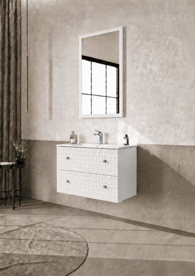 Orka Lipari Asma Banyo Dolabı Takımı, 80 cm, Mat Beyaz Lake (Krom Kulp-Ledli Ayna), 5008984 - 3