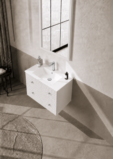 Orka Lipari Asma Banyo Dolabı Takımı, 80 cm, Mat Beyaz Lake (Krom Kulp-Ledli Ayna), 5008984 - 4
