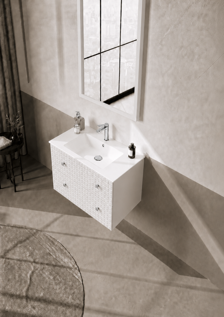 Orka Lipari Asma Banyo Dolabı Takımı, 80 cm, Mat Beyaz Lake (Krom Kulp-Ledli Ayna), 5008984 - 4