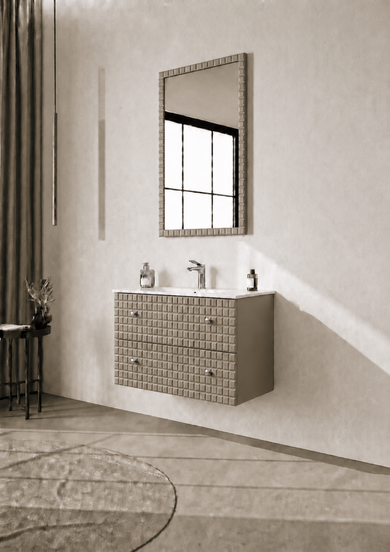 Orka Lipari Asma Banyo Dolabı Takımı, 80 cm, Mat Vizon Lake (Krom Kulp-Ledli Ayna), 5008985 - 3
