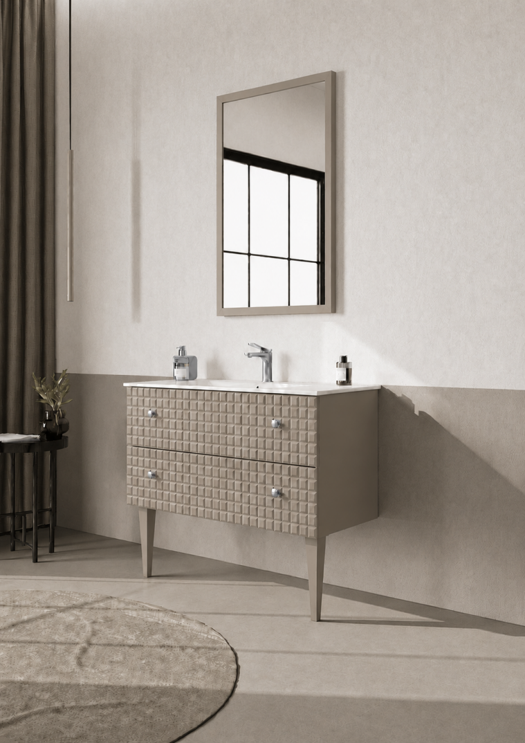 Orka Lipari Ayaklı Banyo Dolabı Takımı, 100 cm, Mat Vizon Lake (Krom Kulp-Ledli Ayna), 5007346 - 3