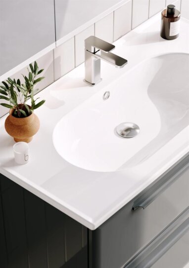 Orka Nuvola 100 cm Parlak Lake Antrasit Banyo Dolabı Alt Modül ve Lavabo, 5001663 - 3