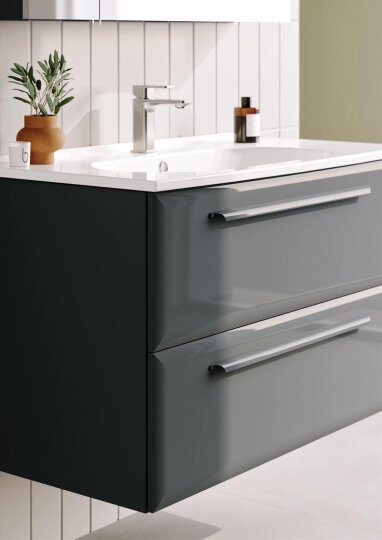 Orka Nuvola 100 cm Parlak Lake Antrasit Banyo Dolabı Alt Modül ve Lavabo, 5001663 - 4