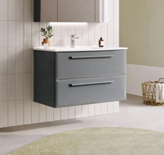 Orka Nuvola 100 cm Parlak Lake Antrasit Banyo Dolabı Alt Modül ve Lavabo, 5001663 - 5