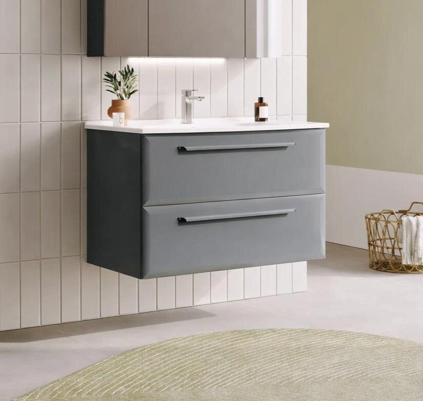 Orka Nuvola 100 cm Parlak Lake Antrasit Banyo Dolabı Alt Modül ve Lavabo, 5001663 - 5