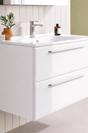 Orka Nuvola 100 cm Parlak Lake Beyaz Banyo Dolabı Alt Modül ve Lavabo, 5001659 - 3