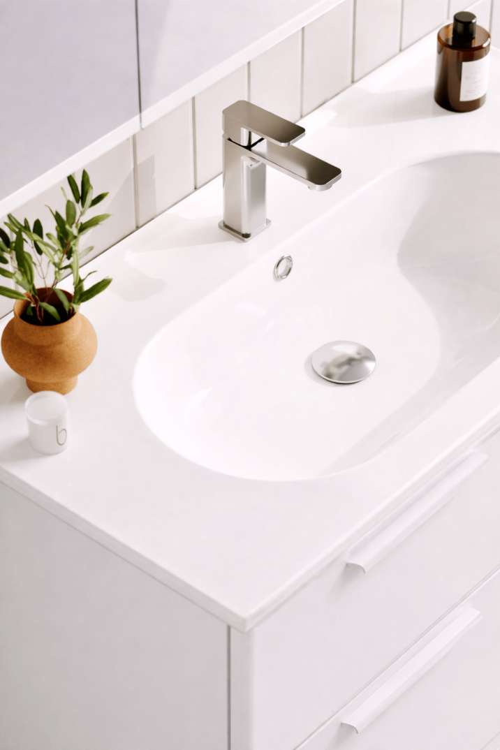 Orka Nuvola 100 cm Parlak Lake Beyaz Banyo Dolabı Alt Modül ve Lavabo, 5001659 - 4