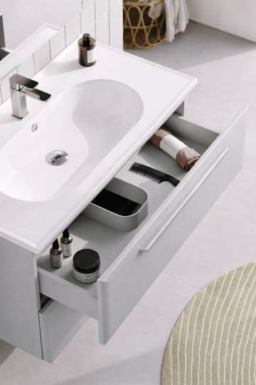 Orka Nuvola 100 cm Parlak Lake Kaşmir Banyo Dolabı Alt Modül ve Lavabo, 5001665 