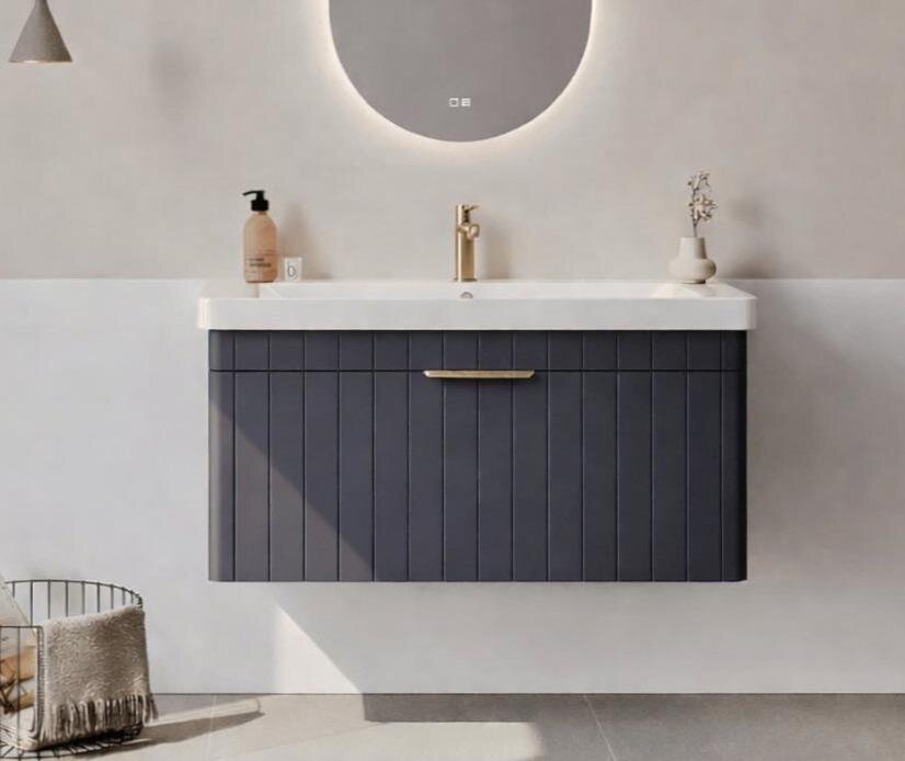 Orka Procıda 105 cm Mat Antrasit / Altın Kulplu ,Banyo Dolabı Alt Modül ve Lavabo, 5007218 - 1