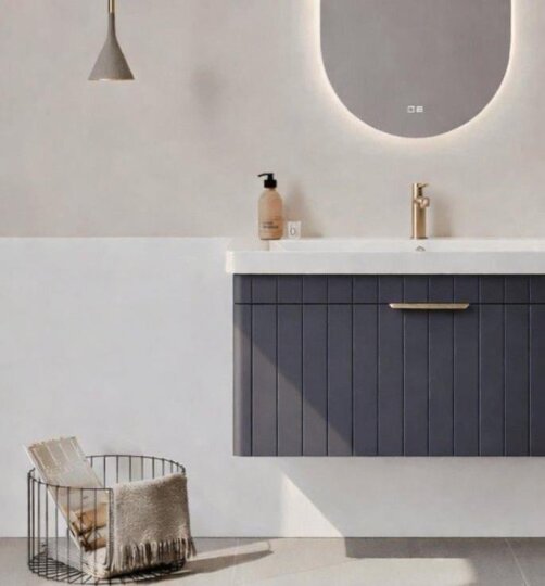 Orka Procıda 105 cm Mat Antrasit / Altın Kulplu ,Banyo Dolabı Alt Modül ve Lavabo, 5007218 - 7