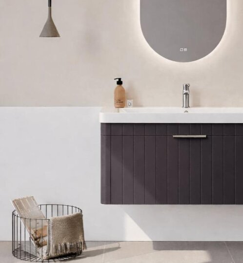 Orka Procıda 105 cm Mat Antrasit / Krom Kulplu ,Banyo Dolabı Alt Modül ve Lavabo, 5007222 - 7