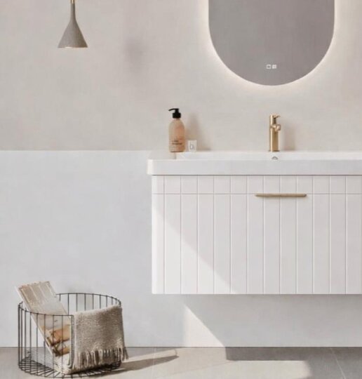 Orka Procıda 105 cm Mat Beyaz / Altın Kulplu ,Banyo Dolabı Alt Modül ve Lavabo, 5007217 - 7