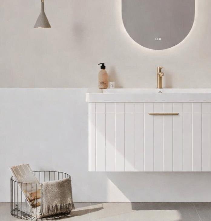 Orka Procıda 105 cm Mat Beyaz / Altın Kulplu ,Banyo Dolabı Alt Modül ve Lavabo, 5007217 - 7