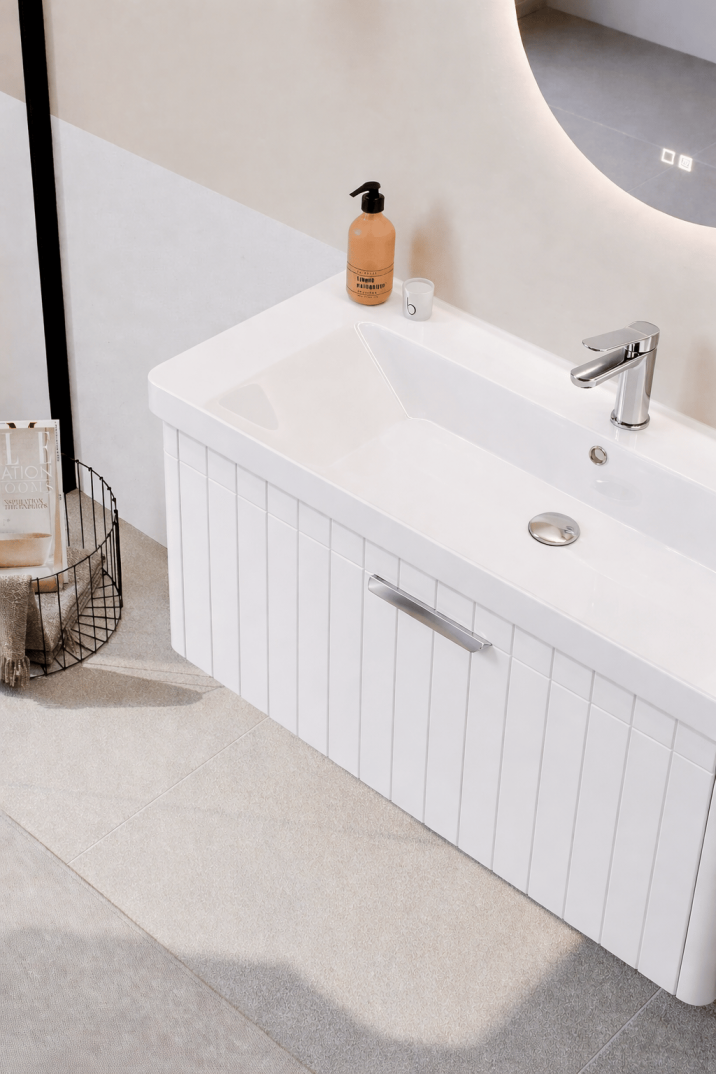 Orka Procıda 105 cm Mat Beyaz / Krom Kulplu ,Banyo Dolabı Alt Modül ve Lavabo, 5007221 - 4