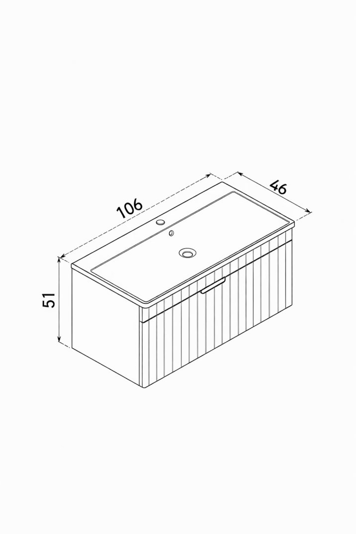 Orka Procıda 105 cm Mat Beyaz / Krom Kulplu ,Banyo Dolabı Alt Modül ve Lavabo, 5007221 - 8