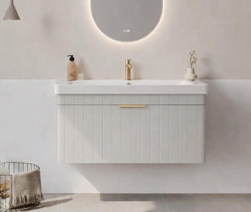 Orka Procıda 105 cm Mat Kaşmir / Altın Kulplu ,Banyo Dolabı Alt Modül ve Lavabo, 5007219 - 1