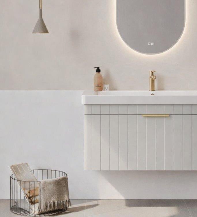Orka Procıda 105 cm Mat Kaşmir / Altın Kulplu ,Banyo Dolabı Alt Modül ve Lavabo, 5007219 - 7