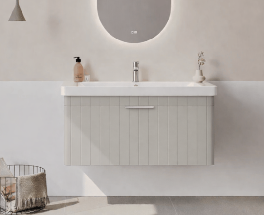 Orka Procıda 105 cm Mat Kaşmir / Krom Kulplu ,Banyo Dolabı Alt Modül ve Lavabo, 5007223 