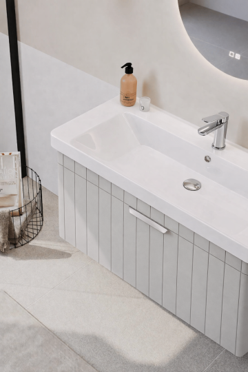 Orka Procıda 105 cm Mat Kaşmir / Krom Kulplu ,Banyo Dolabı Alt Modül ve Lavabo, 5007223 - 4
