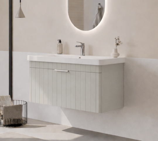 Orka Procıda 105 cm Mat Kaşmir / Krom Kulplu ,Banyo Dolabı Alt Modül ve Lavabo, 5007223 - 5