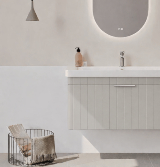 Orka Procıda 105 cm Mat Kaşmir / Krom Kulplu ,Banyo Dolabı Alt Modül ve Lavabo, 5007223 - 7